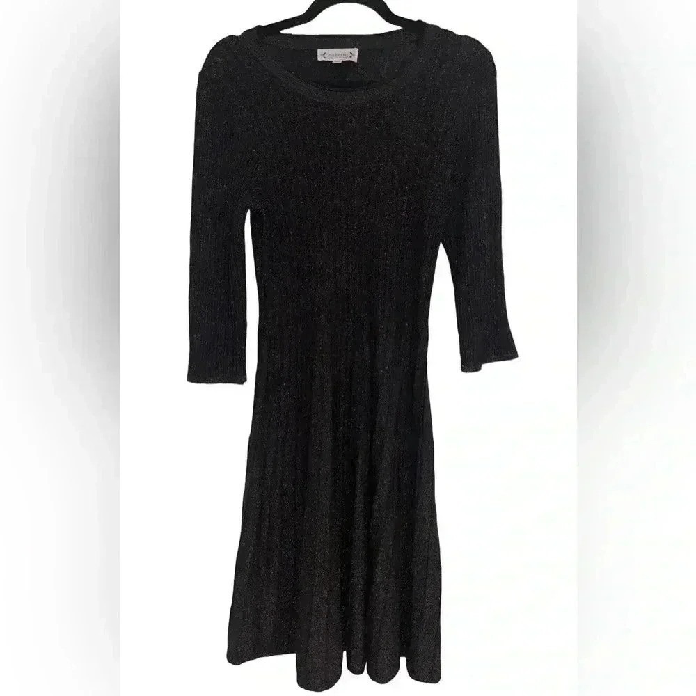 Nanette Lepore Women's Dark Brown Fit & Flare Dress with shimmer size Medium